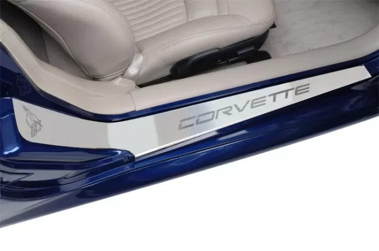 American Car Craft Doorsills Etched GM LICENSED Satin 2pc Chevrolet Corvette 1997-2004 - ACC-031012