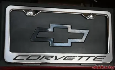 American Car Craft Brushed Stainless Synergy Green Solid License Plate Frame w/Inlay Chevrolet Corvette C5 - ACC-032050-SGRN