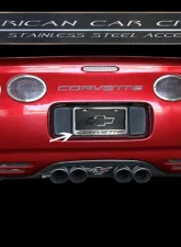 American Car Craft Brushed Stainless Synergy Green Solid License Plate Frame w/Inlay Chevrolet Corvette C5                                     - ACC-032050-SGRN - Image 2