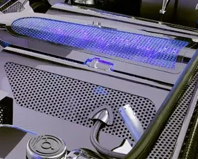 American Car Craft Blue Perforated Stainless Illuminated Plenum Cover Chevrolet Corvette C5 | Z06 1997-2004