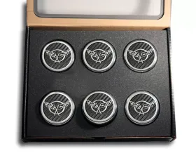 American Car Craft 6Pc Manual Trans Black Carbon Fiber Cross Flag Emblem Fluid Cap Covers Chevrolet Corvette C5 | Z06 1997-2004