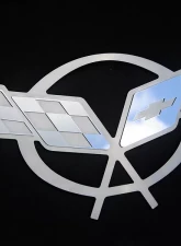 American Car Craft Hood Badge Stainless Emblem fits factory hood pad Chevrolet Corvette 1997-2004                                     - ACC-033080 - Image 3