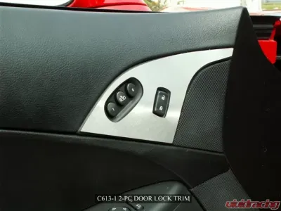 American Car Craft Door Lock Trim Plate Satin w/option button 2pc Chevrolet Corvette 2005-2013 - ACC-041021
