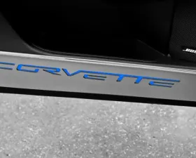 American Car Craft 2Pc Brushed Stainless Black Carbon Fiber Door Guards Chevrolet Corvette C6 2005-2013