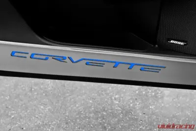 American Car Craft 2Pc Brushed Stainless Black Carbon Fiber Door Guards Chevrolet Corvette C6 2005-2013 - ACC-041048-BLK