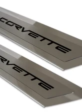 American Car Craft 2Pc Polished Stainless Corvette Inlay Synergy Green Solid Outer Door Sills Chevrolet Corvette C6 2005-2013                                     - ACC-041051-SGRN - Image 2