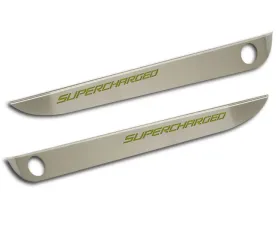 American Car Craft 2Pc Brushed Stainless Black Solid Door Guards w/Supercharged Inlay Chevrolet Corvette C6 2005-2013