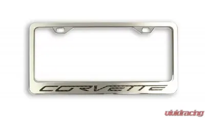 American Car Craft Brushed Black Brushed Stainless CORVETTE Inlay Lettering License Plate Frame Chevrolet Corvette C6 2005-2013 - ACC-042110-BBLK