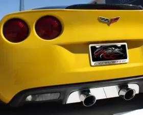 American Car Craft Black Carbon Fiber Brushed Stainless CORVETTE Inlay Lettering License Plate Frame Chevrolet Corvette C6 2005-2013