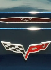 American Car Craft Polished Stainless Steel 5th Brake Light Crossed Flags Style Trim Chevrolet Corvette C6 2005-2013                                     - ACC-042115 - Image 3