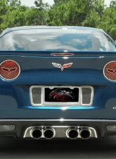 American Car Craft Polished Stainless Steel 5th Brake Light Crossed Flags Style Trim Chevrolet Corvette C6 2005-2013                                     - ACC-042115 - Image 3