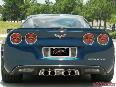 American Car Craft Polished Stainless Steel 5th Brake Light Crossed Flags Style Trim Chevrolet Corvette C6 2005-2013 - ACC-042115