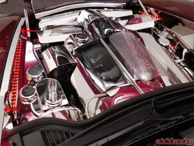 American Car Craft 2Pc Illuminated Red LED Polished Stainless Fender Caps Chevrolet Corvette C6 2005-2013 - ACC-043023-RDL