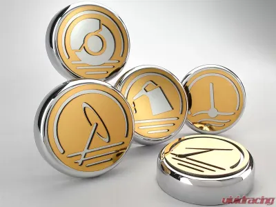 American Car Craft 5Pc Set Automatic Transmission Gold Executive Series Fluid Cap Cover Chevrolet Corvette C5 | C6 1997-2013 - ACC-043047
