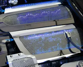 American Car Craft 2Pc Perforated Stainless Dry Sump LED Blue Illuminated Fuel Rail Covers Chevrolet Corvette C6 | GS 2008-2013