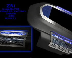 American Car Craft 2Pc Perforated Stainless LED Blue Illuminated Engine Shroud Side Inserts Chevrolet Corvette ZR1 2009-2013