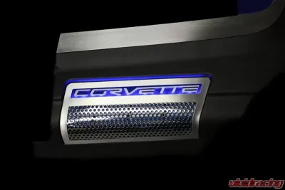 American Car Craft 2Pc Perforated Stainless LED Red Illuminated Engine Shroud Side Inserts Chevrolet Corvette ZR1 2009-2013 - ACC-043072-RDL