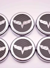 American Car Craft 6Pc Black Carbon Fiber Manual Trans Crossed Flag Fluid Cap Covers Chevrolet Corvette C6 2005-2013                                     - ACC-043083-BLK - Image 3