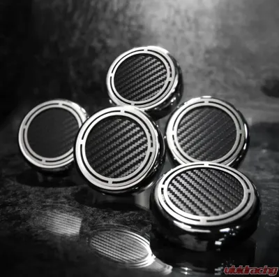 American Car Craft 5Pc Black Carbon Fiber Auto Trans Engine Fluid Cap Covers Chevrolet Corvette C5 | C6 1997-2013 - ACC-043084-BLK