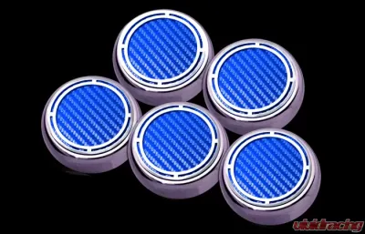 American Car Craft 5Pc Blue Carbon Fiber Auto Trans Engine Fluid Cap Covers Chevrolet Corvette C5 | C6 1997-2013 - ACC-043084-BLU