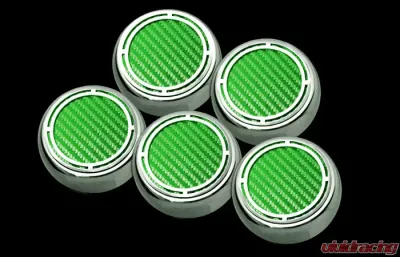 American Car Craft 5Pc Green Carbon Fiber Auto Trans Engine Fluid Cap Covers Chevrolet Corvette C5 | C6 1997-2013 - ACC-043084-GRN