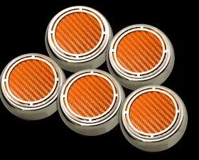 American Car Craft 5Pc Orange Carbon Fiber Auto Trans Engine Fluid Cap Covers Chevrolet Corvette C5 | C6 1997-2013