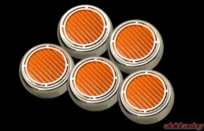 American Car Craft 5Pc Orange Carbon Fiber Auto Trans Engine Fluid Cap Covers Chevrolet Corvette C5 | C6 1997-2013 - ACC-043084-ORG