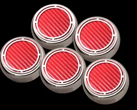 American Car Craft 5Pc Red Carbon Fiber Auto Trans Engine Fluid Cap Covers Chevrolet Corvette C5 | C6 1997-2013