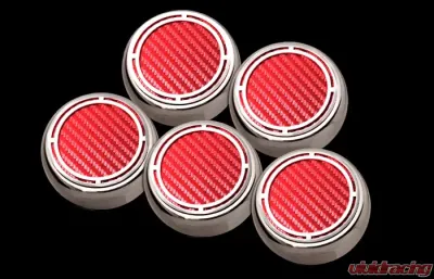American Car Craft 5Pc Red Carbon Fiber Auto Trans Engine Fluid Cap Covers Chevrolet Corvette C5 | C6 1997-2013 - ACC-043084-RD
