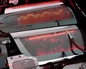 American Car Craft Red LED Illuminated Perforated Fuel Rail Covers Chevrolet Corvette Z06 2006-2012