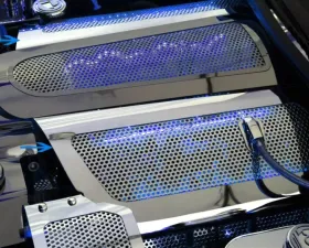 American Car Craft Blue LED Illuminated Perforated Fuel Rail Covers Chevrolet Corvette Z06 2006-2012