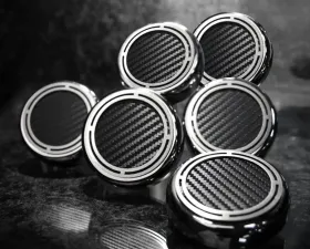 American Car Craft 6Pc Black Carbon Fiber Manual Trans Slotted Engine Fluid Cap Covers Chevrolet Corvette C5 | C6 1997-2013