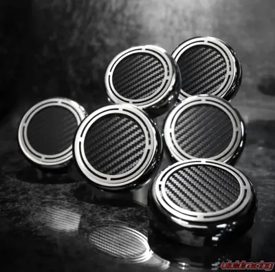 American Car Craft 6Pc Black Carbon Fiber Manual Trans Slotted Engine Fluid Cap Covers Chevrolet Corvette C5 | C6 1997-2013 - ACC-043098-BLK