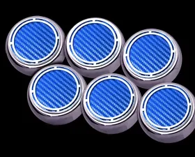 American Car Craft 6Pc Blue Carbon Fiber Manual Trans Slotted Engine Fluid Cap Covers Chevrolet Corvette C5 | C6 1997-2013