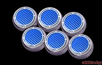 American Car Craft 6Pc Blue Carbon Fiber Manual Trans Slotted Engine Fluid Cap Covers Chevrolet Corvette C5 | C6 1997-2013 - ACC-043098-BLU