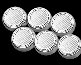 American Car Craft 6Pc White Carbon Fiber Manual Trans Slotted Engine Fluid Cap Covers Chevrolet Corvette C5 | C6 1997-2013