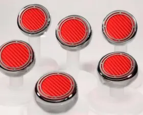 American Car Craft 6Pc Red Carbon Fiber Manual Trans Slotted Engine Fluid Cap Covers Chevrolet Corvette C5 | C6 1997-2013