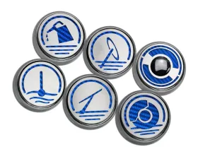 American Car Craft 6Pc Manual Trans Blue Carbon Fiber Executive Series Fluid Cap Covers Chevrolet Corvette C6 2005-2013