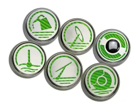 American Car Craft 6Pc Manual Trans Green Carbon Fiber Executive Series Fluid Cap Covers Chevrolet Corvette C6 2005-2013