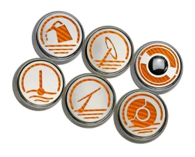 American Car Craft 6Pc Manual Trans Orange Carbon Fiber Executive Series Fluid Cap Covers Chevrolet Corvette C6 2005-2013