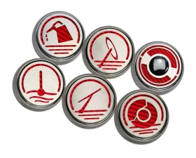 American Car Craft 6Pc Manual Trans Red Carbon Fiber Executive Series Fluid Cap Covers Chevrolet Corvette C6 2005-2013