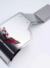 American Car Craft Stainless Steel Red Carbon Fiber Deluxe Alternator Cover w/Crossed Flags Emblem Chevrolet Corvette C6 2005-2013                                     - ACC-043122-RD - Image 2