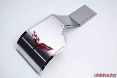 American Car Craft Stainless Steel Red Carbon Fiber Deluxe Alternator Cover w/Crossed Flags Emblem Chevrolet Corvette C6 2005-2013 - ACC-043122-RD