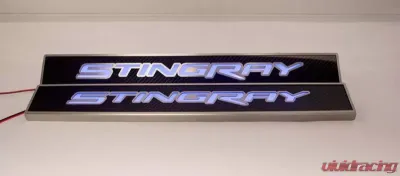 American Car Craft 2Pc Blue Led Carbon Fiber Replacement Door Sills Chevrolet Corvette Stingrays C7 2014-2019 - ACC-051004-BLUL