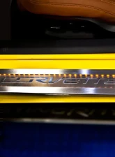 American Car Craft 2Pc Brushed Stainless Red Led Door Sill Overlays Chevrolet Corvette Z06 | Z51 | Stingray C7 2014-2019                                     - ACC-051017-RDL - Image 2