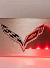 American Car Craft 2Pc Brushed Stainless Red Led Door Sill Overlays Chevrolet Corvette Z06 | Z51 | Stingray C7 2014-2019                                     - ACC-051017-RDL - Image 2