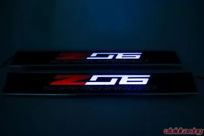 American Car Craft 2Pc Carbon Fiber Replacement Light Up Door Sills Chevrolet Corvette Z06 C7 2014-2019 - ACC-051026