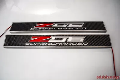 American Car Craft 2Pc Carbon Fiber Replacement Light Up Door Sills Chevrolet Corvette Z06 C7 2014-2019 - ACC-051026
