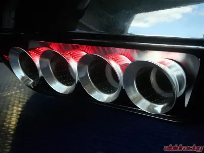 American Car Craft Red LED Brushed Exhaust Filler Panel Chevrolet Corvette C7 | Z06 | Z51 | ZR1 2014-2019 - ACC-052002