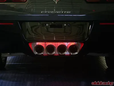 American Car Craft Red LED Brushed Exhaust Filler Panel Chevrolet Corvette C7 | Z06 | Z51 | ZR1 2014-2019 - ACC-052002